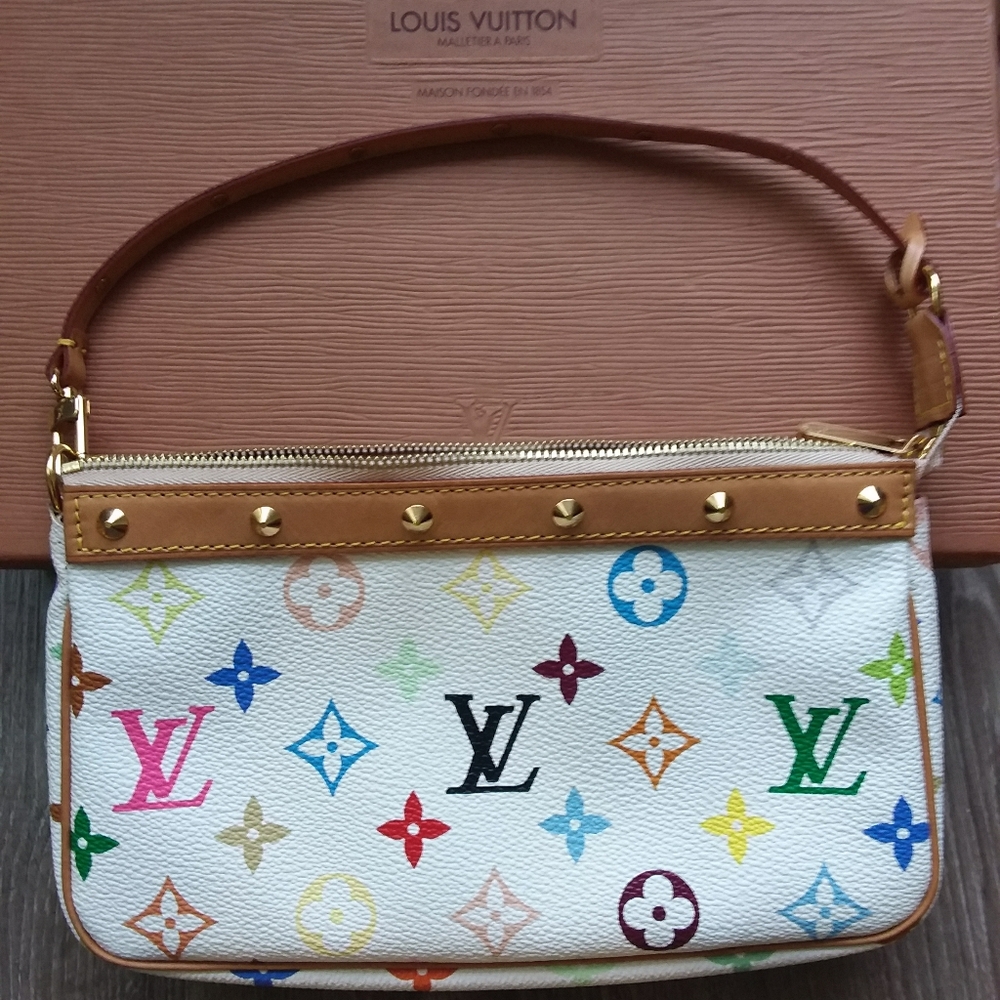 Make me an Offer! Authentic LV Monogram Multicolor Pochette Accessories White